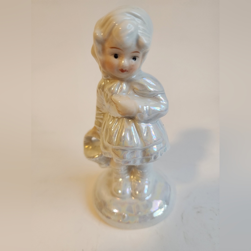 VTG Lady Angela, White Lusterware, Girl Sculpture